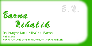 barna mihalik business card